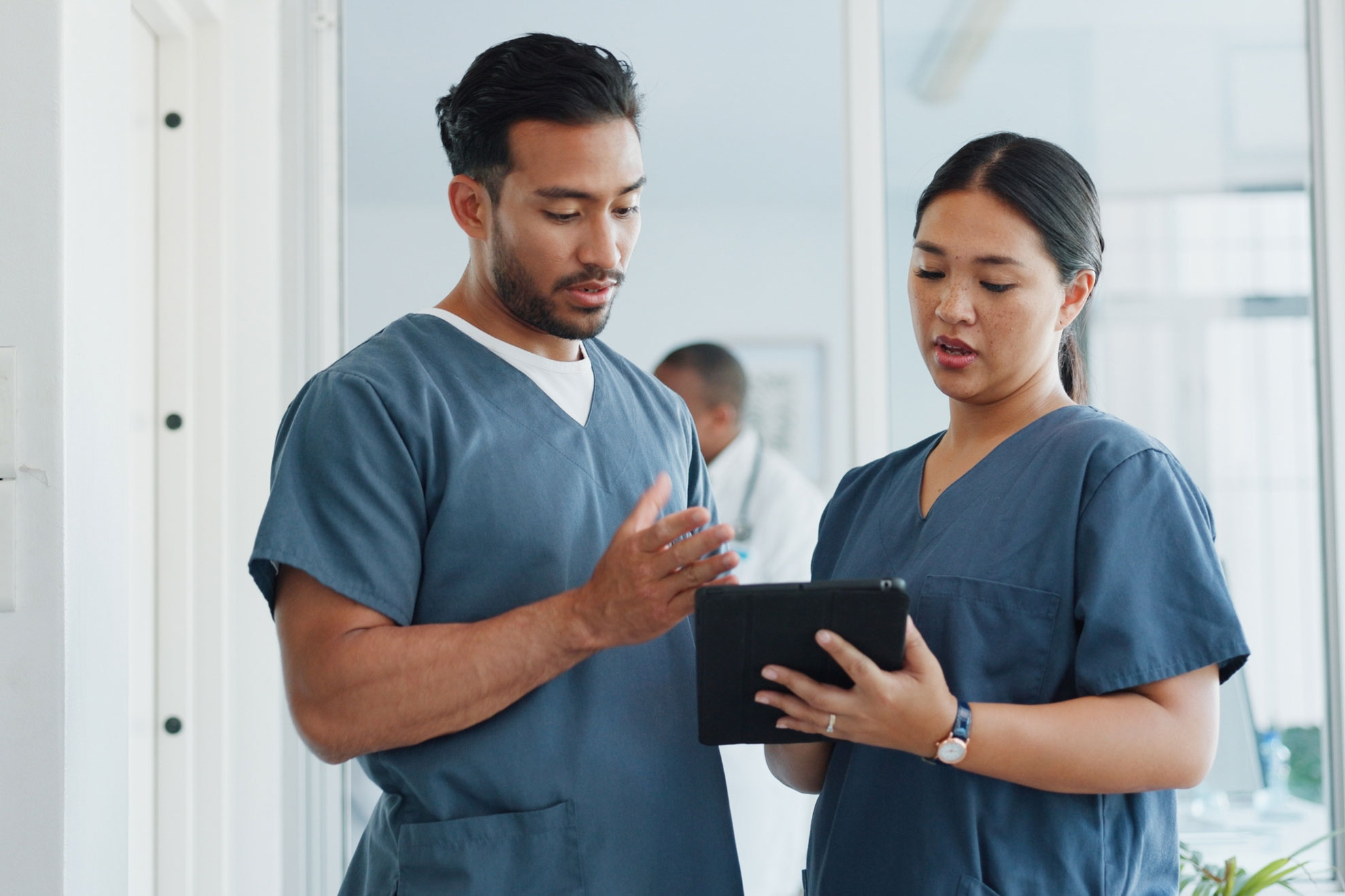 Healthcare innovation — clinician with diagnostic technology